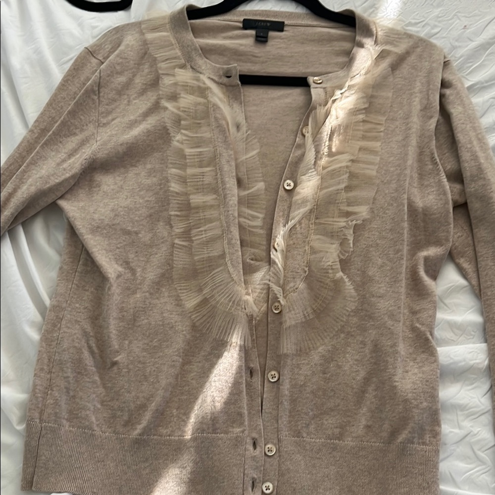 J. Crew Tan Cardigan Sweater Knit V-Neck